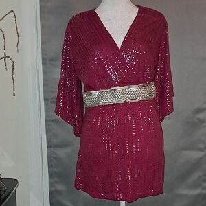 Gitano Burgundy Blouse with Silver Accents